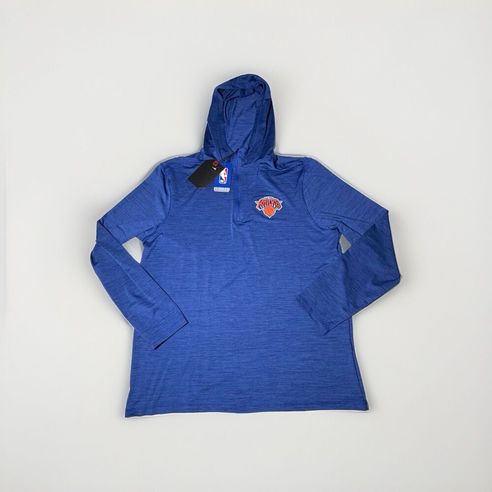 NWT Antigua New York Knicks NBA Men’s Large Blue 1/4 Zip Hooded Pullover